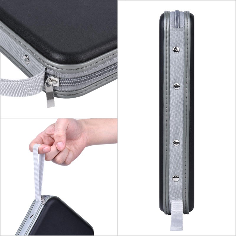 alavisxf xx CD Holder, 72 Capacity CD/DVD Case Holder Portable Wallet Storage Organizer Hard Plastic Protective Storage Holder for Car Travel(72 Capacity, Black 72) - Image 2